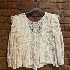 Cute Anthropologie White Lace Top